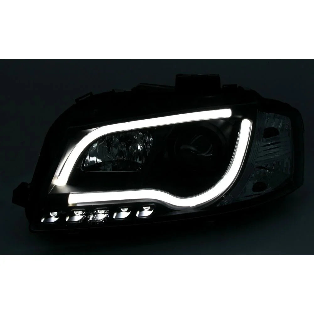 Audi A3 8P 8PA 2003-2008 Fari Anteriori LED Neri Lightube - autorivallo