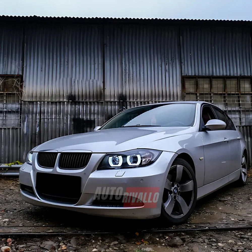 BMW Serie 3 E90 E91 2005-2008 Fari Anteriori Angel Eyes 3D LED - autorivallo