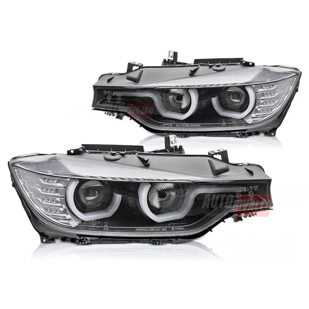 BMW Serie 3 F30 F31 2011-2015 Fari Anteriori LED Angel Eyes 3D - autorivallo