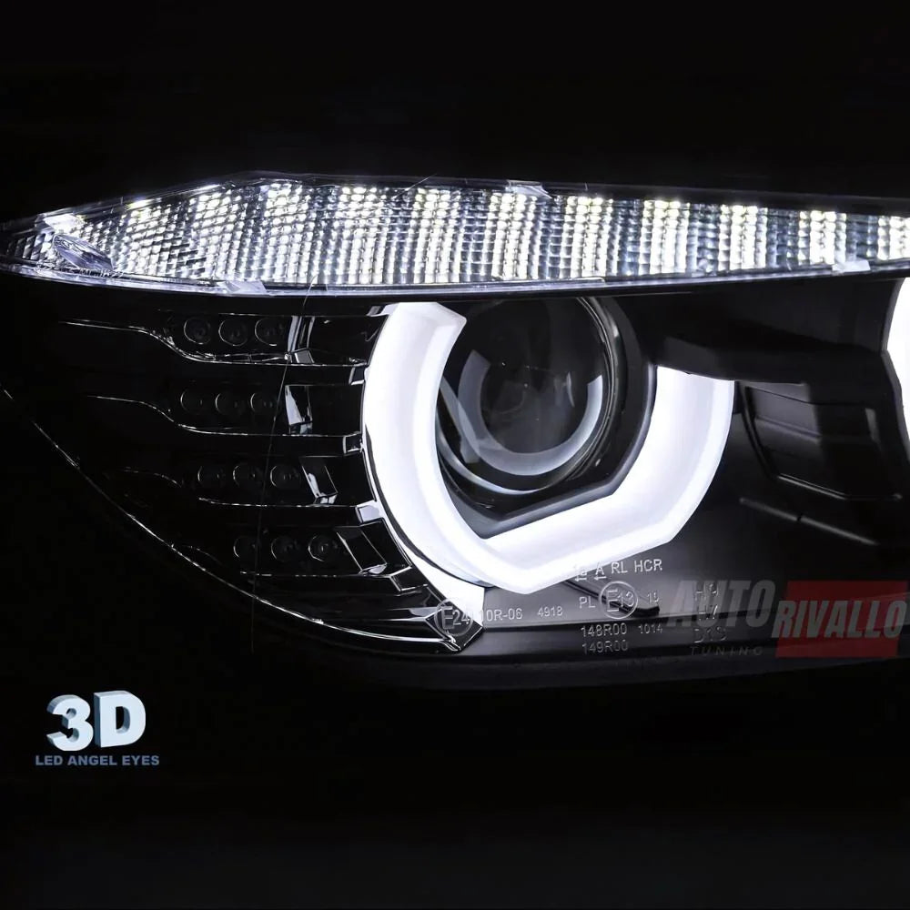 BMW Serie 3 F30 F31 2011-2015 Fari Anteriori LED Angel Eyes 3D - autorivallo
