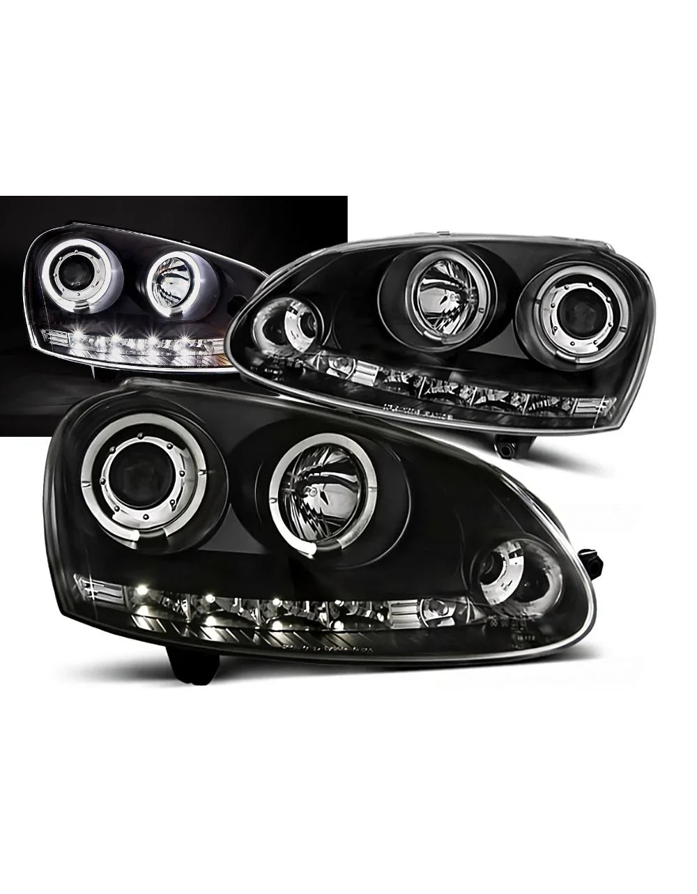 VW Golf 5 2003-2008 Fari Anteriori Angel Eyes Luci Diurne LED - autorivallo