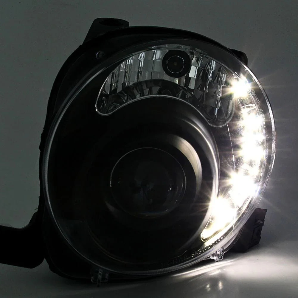 Fiat 500 2007-2016 Fari Anteriori Luci Diurne a LED Neri - autorivallo