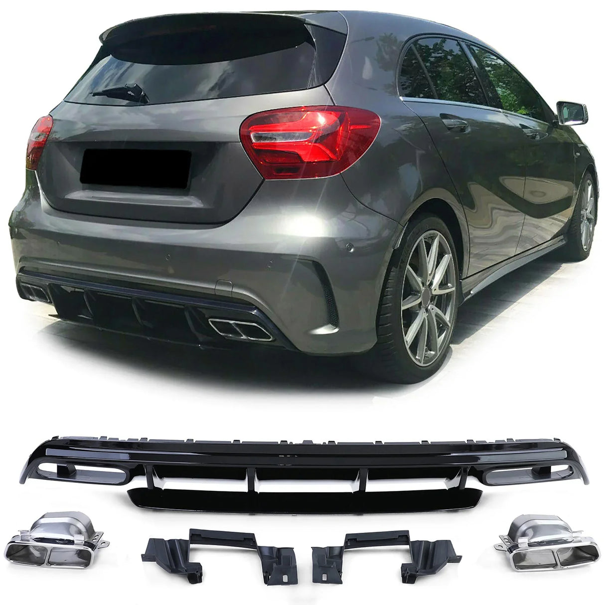 Mercedes A W176 2015-2018 Diffusore Posteriore AMG A45 Look - autorivallo