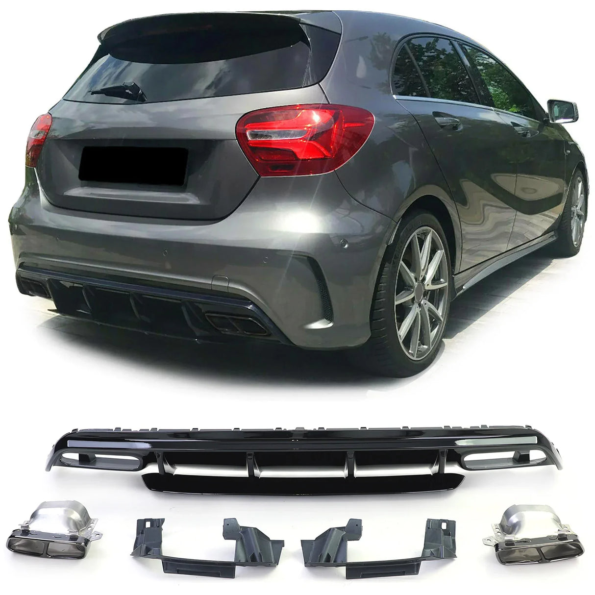 Mercedes A W176 2015-2018 Diffusore Posteriore AMG A45 Look - autorivallo