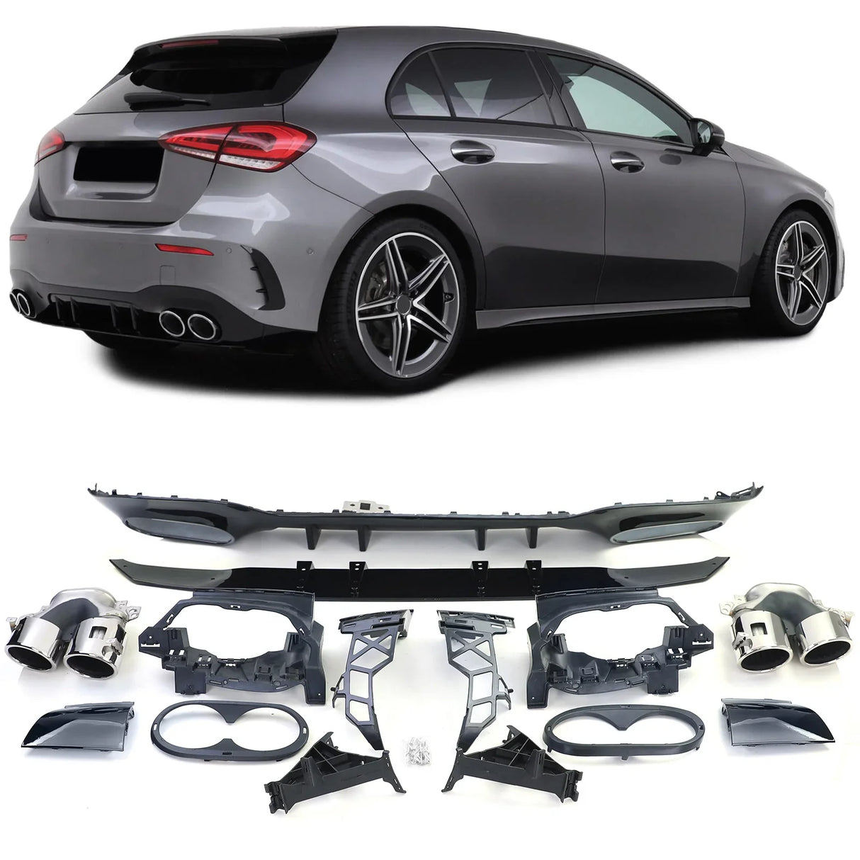 Mercedes A W177 2018-2022 Diffusore Posteriore AMG A45 Look - autorivallo