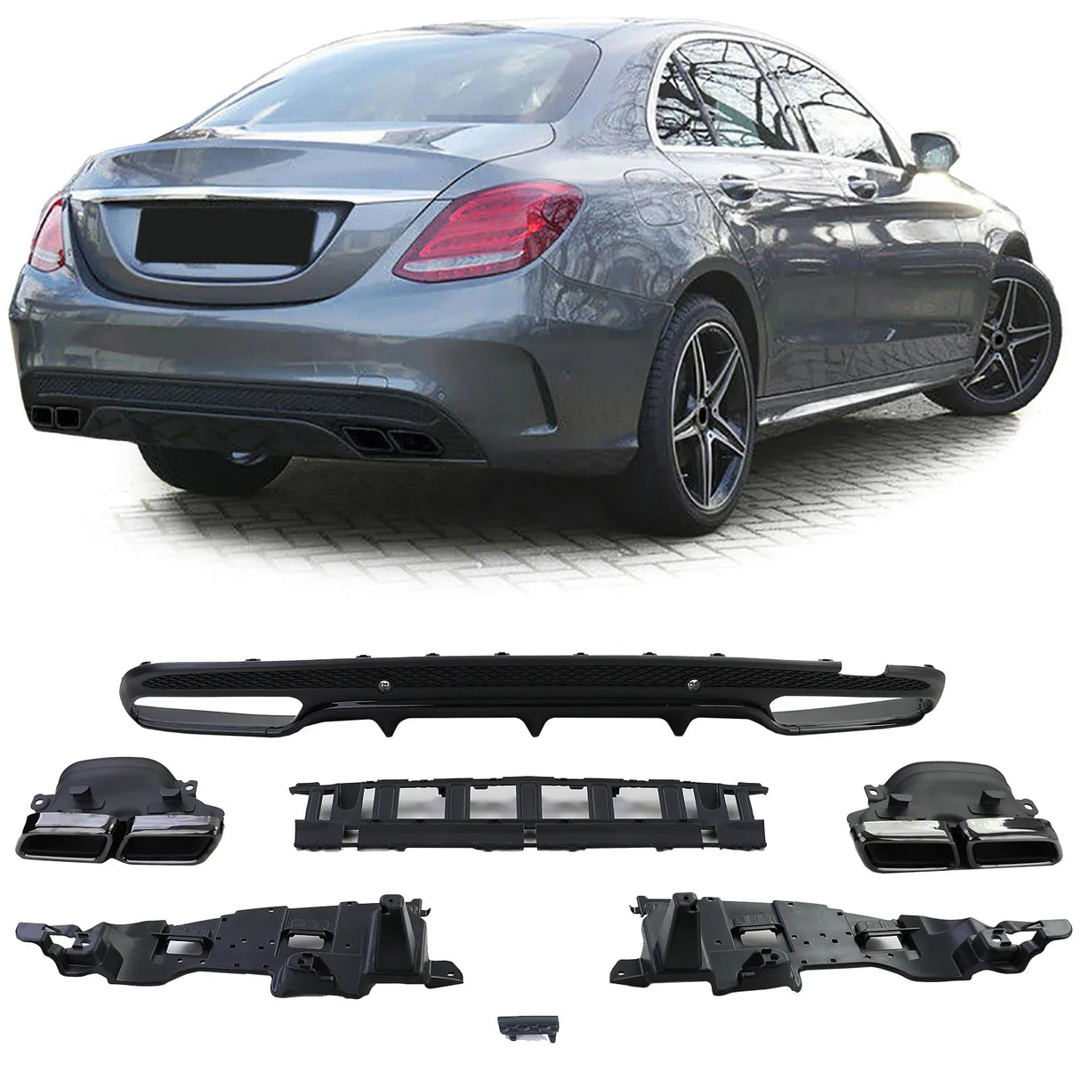 Mercedes C W205 2014-2018 Diffusore Posteriore AMG C63 Look - autorivallo