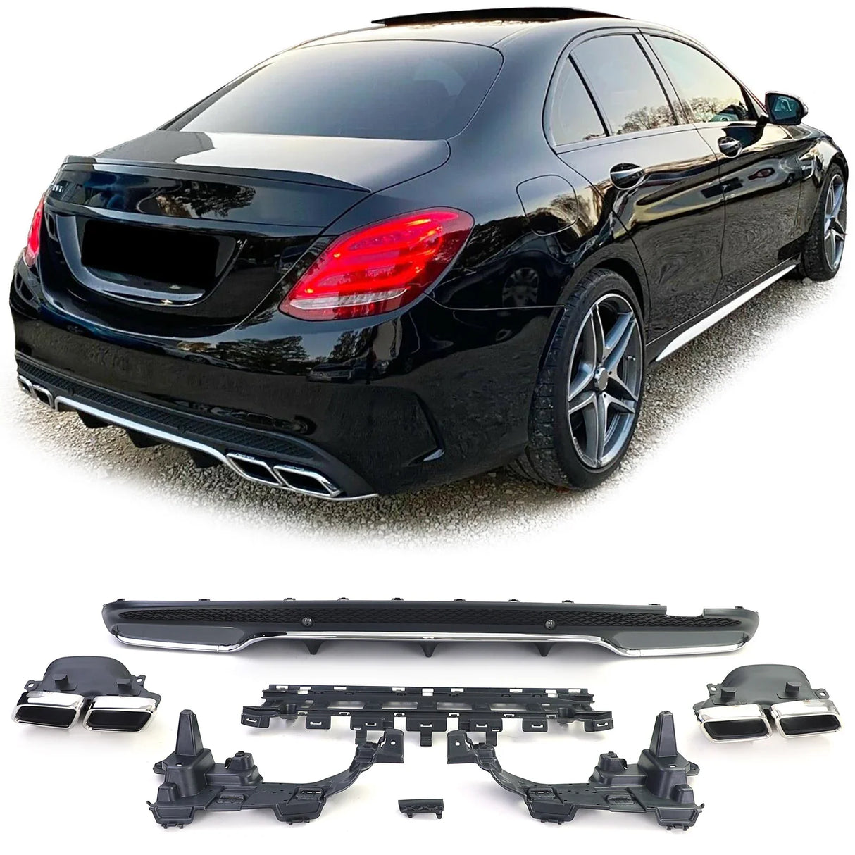 Mercedes C W205 2014-2018 Diffusore Posteriore AMG C63 Look - autorivallo