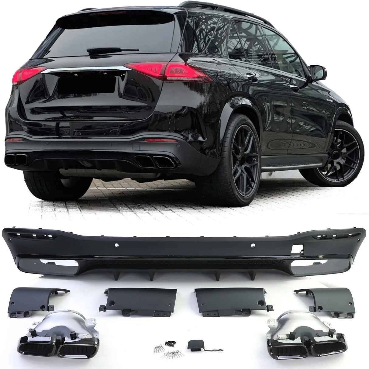 Mercedes GLE W167 2019-2023 AMG Line Diffusore Posteriore Nero - autorivallo