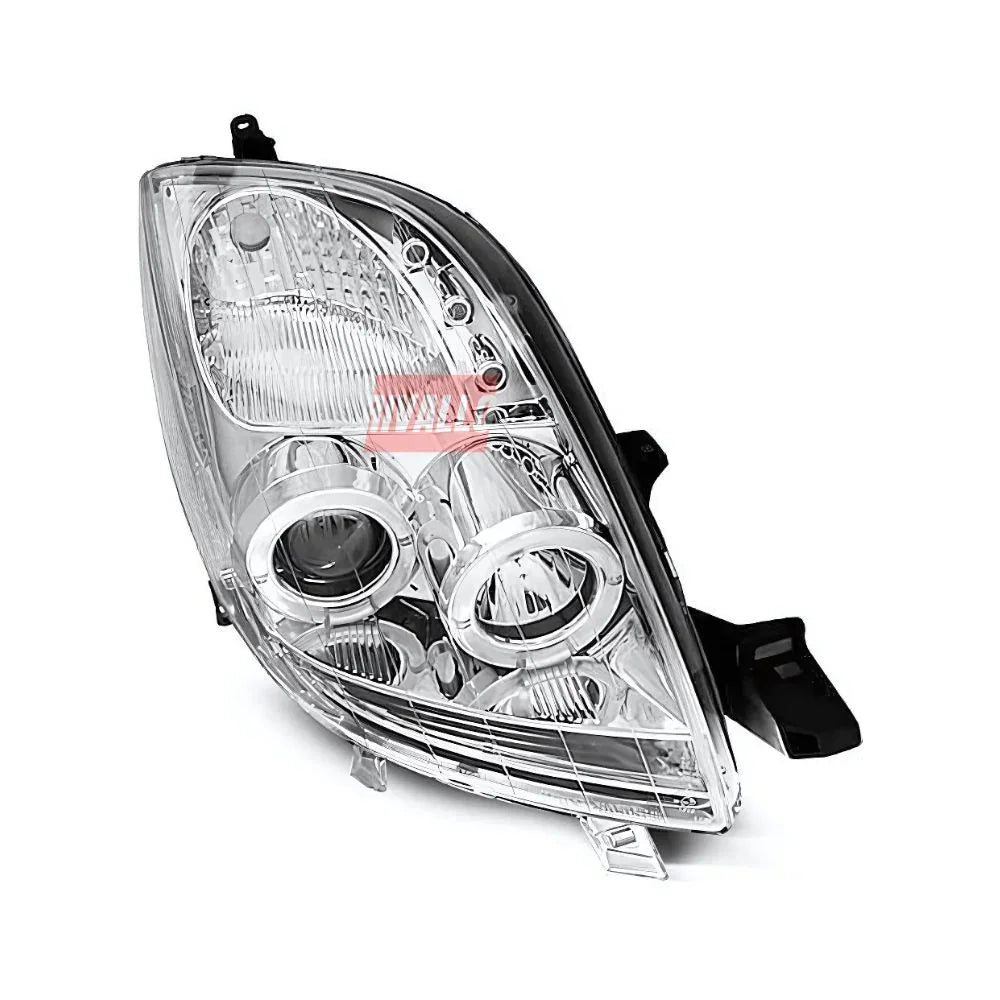 Toyota Yaris 2005-2009 Fari Anteriori Angel Eyes LED Cromati - autorivallo