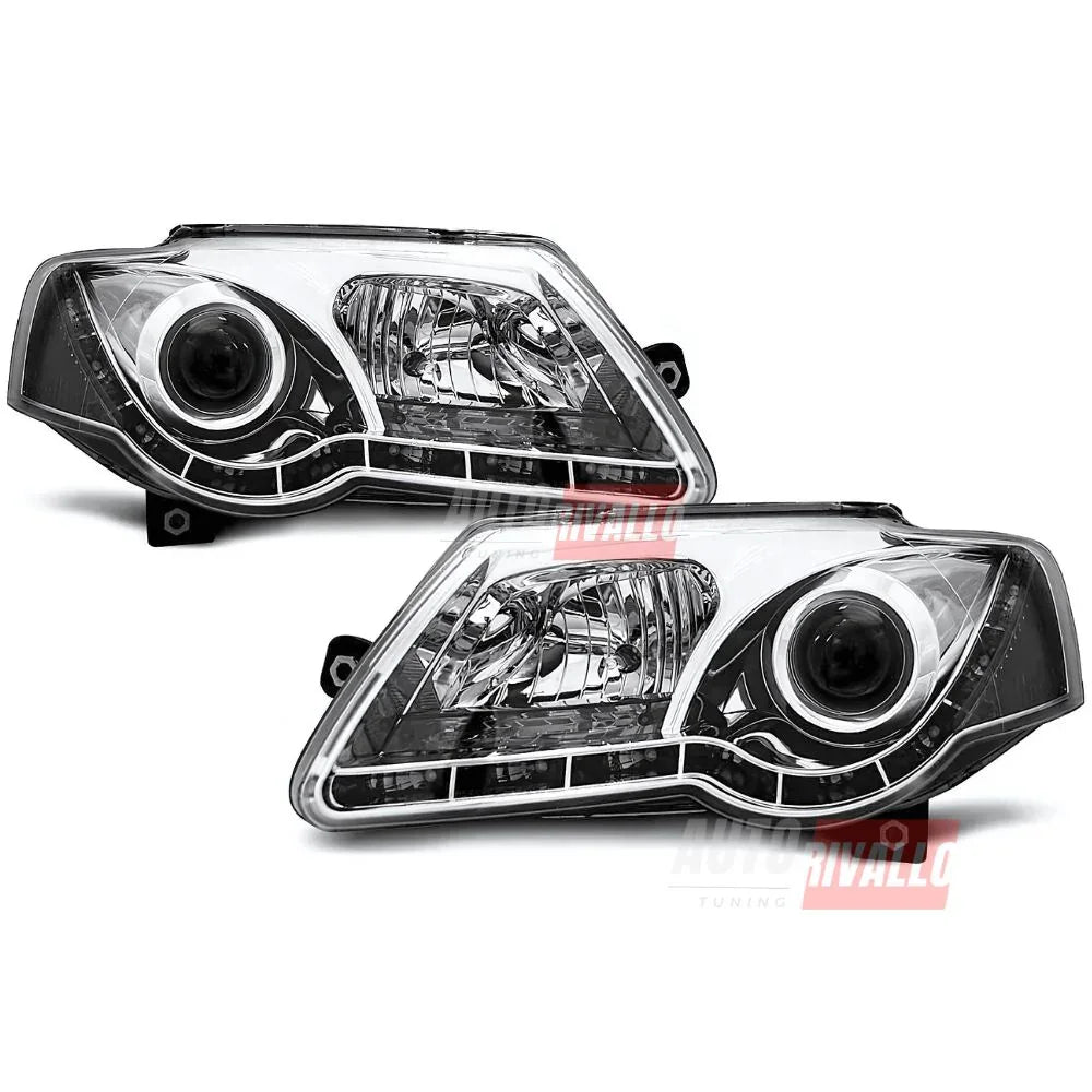 VW Passat 3C B6 2005-2010 Fari Anteriori a LED Cromati - autorivallo