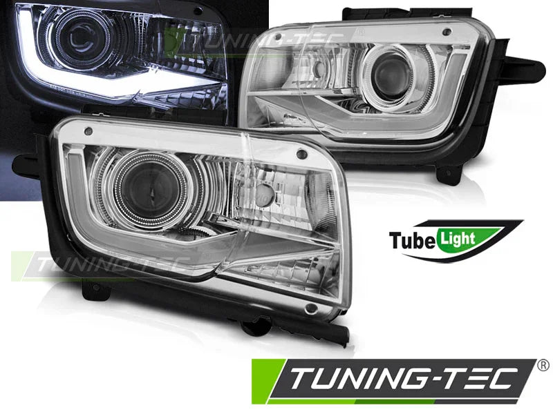 Chevrolet Camaro 2009-2013 Fari Anteriori LED Light Tube Cromati - autorivallo