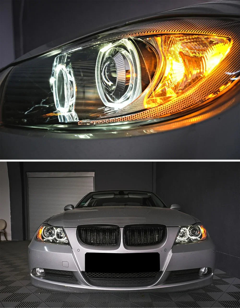 BMW Serie 3 E90 E91 2005-2008 Fari Anteriori Angel Eyes LED - autorivallo