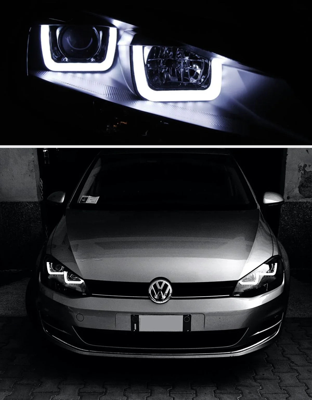 VW Golf 7 2012-2017 Fari Anteriori Nero Luci Diurne LED - autorivallo