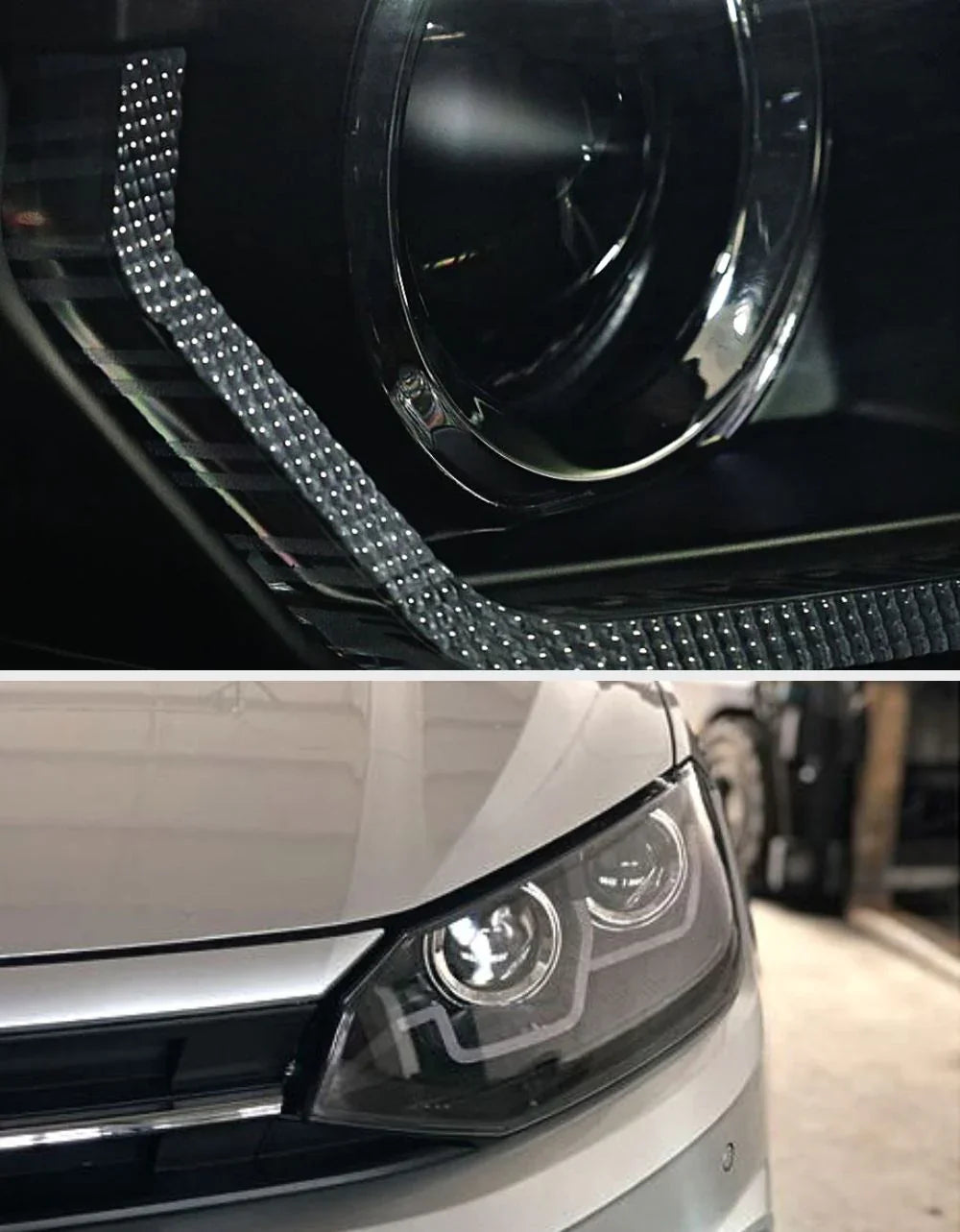 VW Polo AW 2017-2021 Fari Anteriori Luci Diurne a LED Nero - autorivallo
