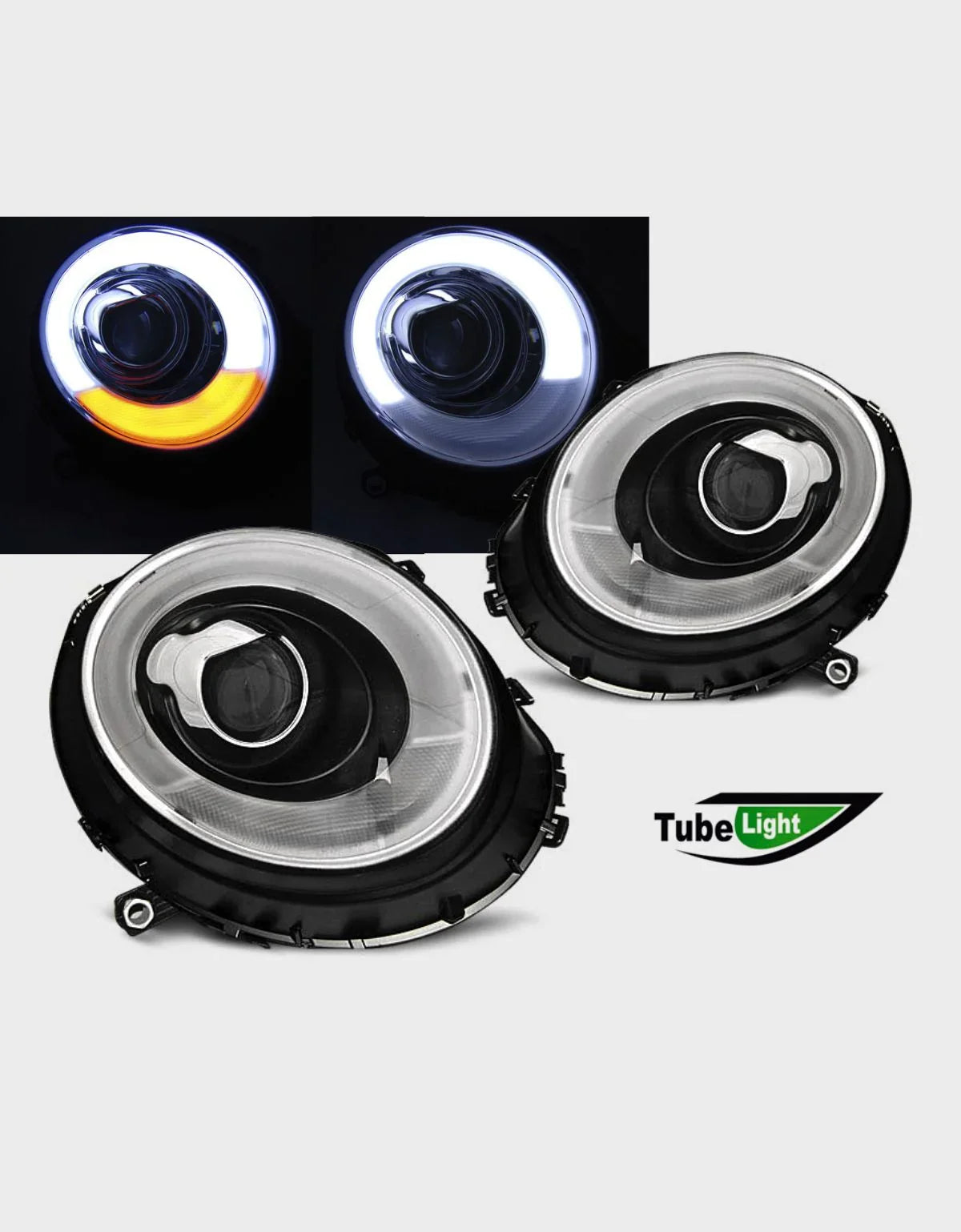 Mini R56 R57 2006-2014 Fari Anteriori Luci Diurne a LED Nero - autorivallo