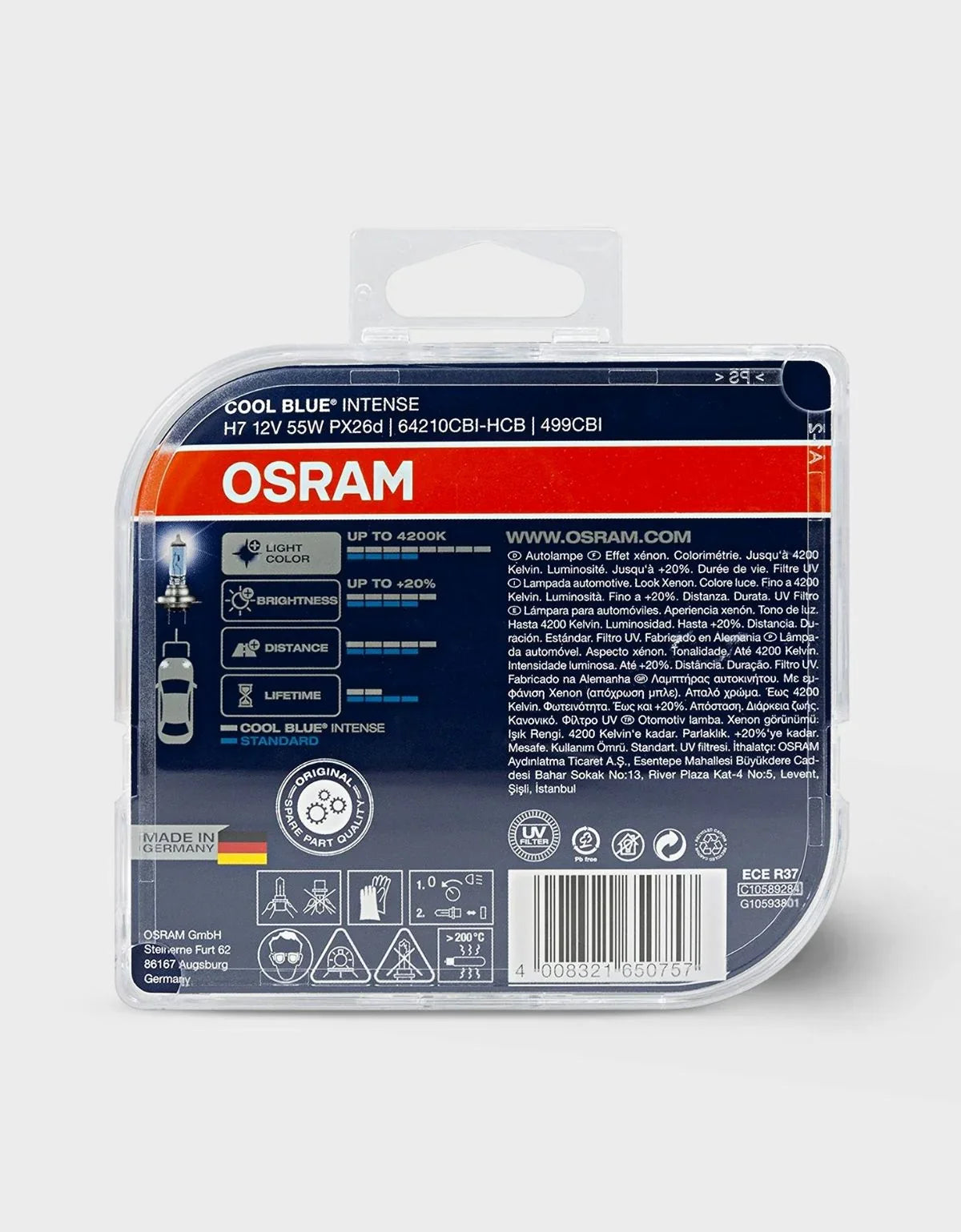 H7 OSRAM 4200K Cool Blue Intense 64210CBI SET 55W - autorivallo