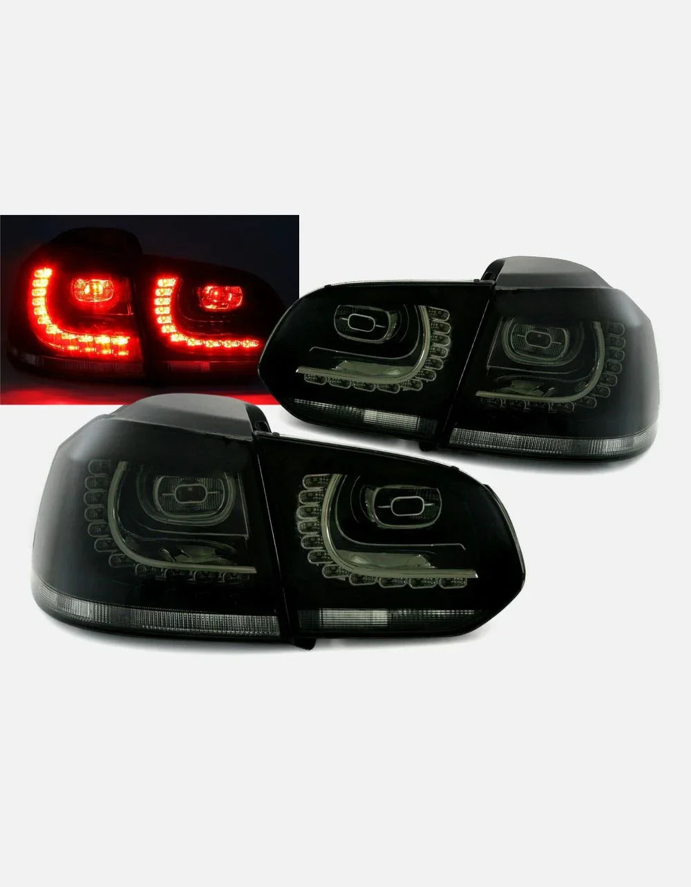 VW Golf 6 2008-2012 Fanali Posteriori LED Nero Fumé GTI Look - autorivallo