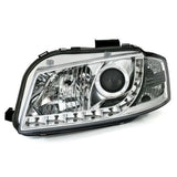 Audi A3 8P 8PA 2003-2008 Fari Anteriori LED Diurne Cromati - autorivallo