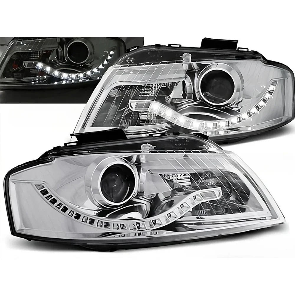 Audi A3 8P 8PA 2003-2008 Fari Anteriori LED Diurne Cromati - autorivallo