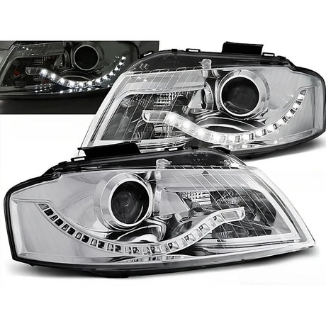 Audi A3 8P 8PA 2003-2008 Fari Anteriori LED Diurne Cromati - autorivallo