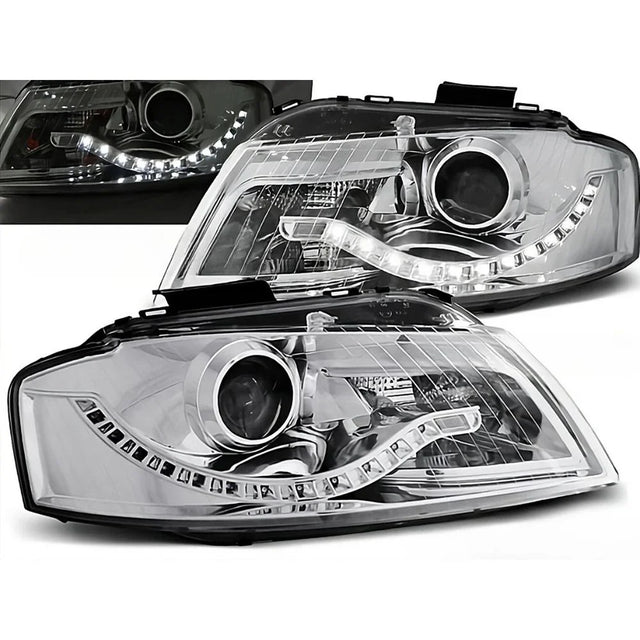 Audi A3 8P 8PA 2003-2008 Fari Anteriori LED Diurne Cromati - autorivallo