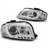 Audi A3 8P 8PA 2003-2008 Fari Anteriori LED Cromati Lightube - autorivallo