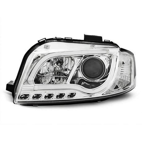 Audi A3 8P 8PA 2003-2008 Fari Anteriori LED Cromati Lightube - autorivallo