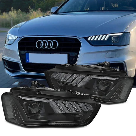 Audi A4 B8 8K 2011-2015 Fari Anteriori LED Matrix Nero H7 - autorivallo