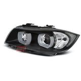 BMW Serie 3 E90 E91 2005-2008 Fari Anteriori Angel Eyes 3D LED - autorivallo