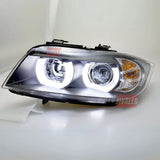 BMW Serie 3 E90 E91 05-08 Fari Anteriori Angel Eyes 3D U-LED - autorivallo