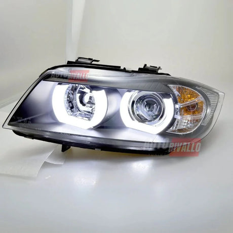 BMW Serie 3 E90 E91 05-08 Fari Anteriori Angel Eyes 3D U-LED - autorivallo