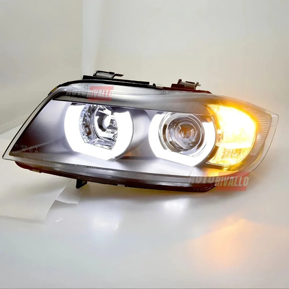 BMW Serie 3 E90 E91 05-08 Fari Anteriori Angel Eyes 3D U-LED - autorivallo