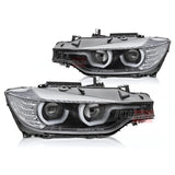BMW Serie 3 F30 F31 2011-2015 Fari Anteriori LED Angel Eyes 3D - autorivallo