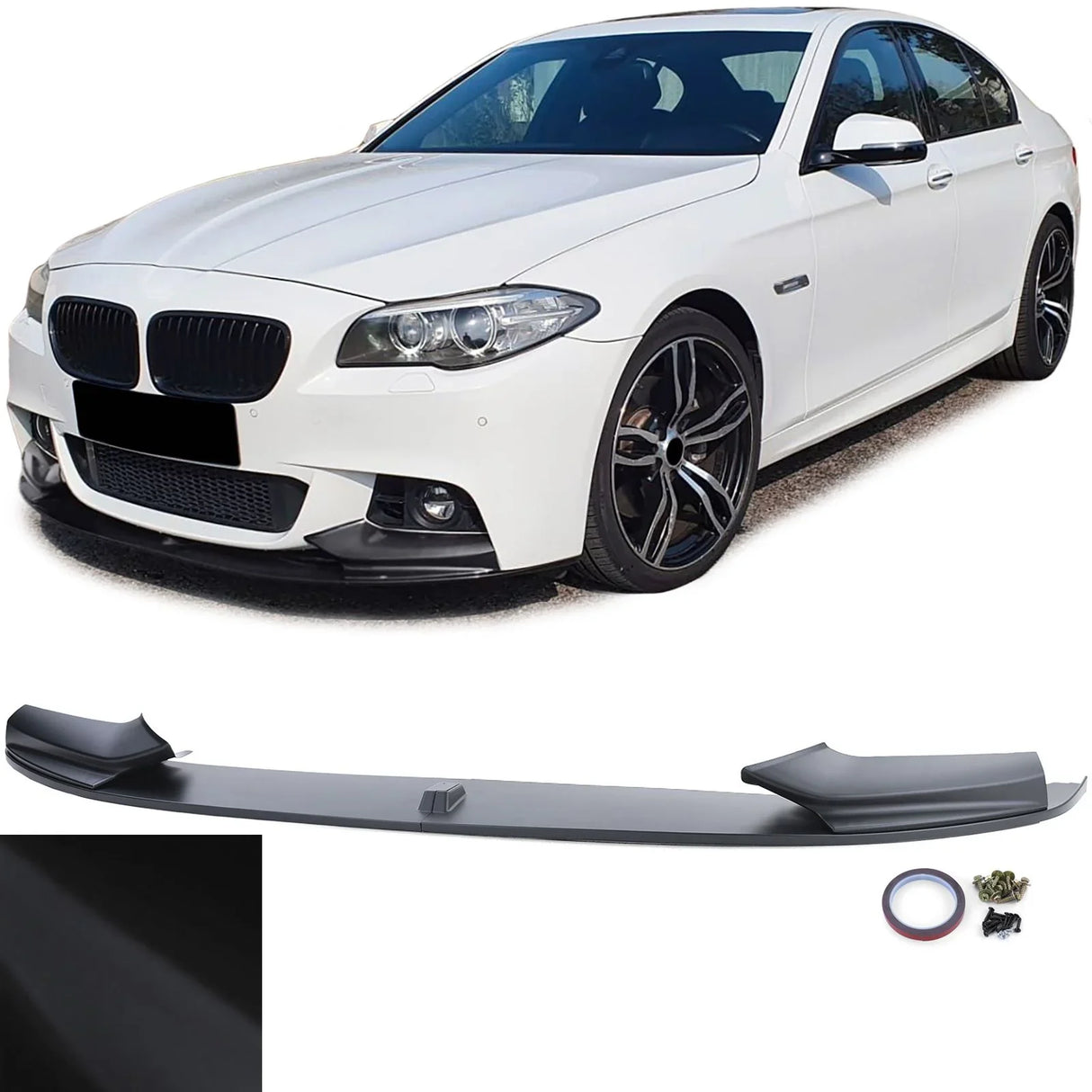 BMW Serie 5 F10 F11 2010–2017 Spoiler Anteriore Nero Opaco - autorivallo
