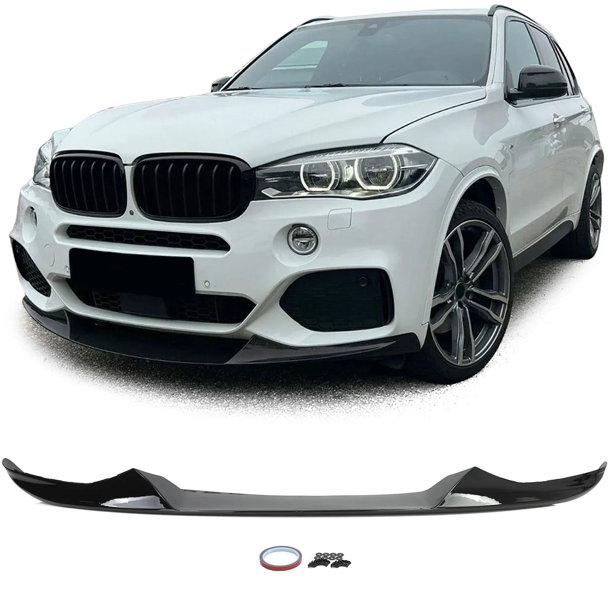 BMW X5 F15 2013–2018 Spoiler Anteriore Nero Lucido - autorivallo