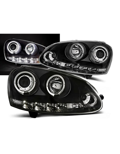 VW Golf 5 2003-2008 Fari Anteriori Angel Eyes Luci Diurne LED - autorivallo
