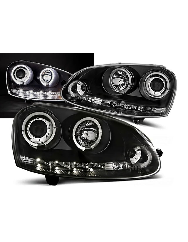 VW Golf 5 2003-2008 Fari Anteriori Angel Eyes Luci Diurne LED - autorivallo