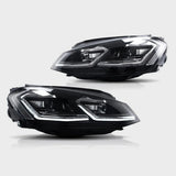 VW Golf 7 2012-2017 Fari Anteriori LED Look R-Line Freccia SEQ - autorivallo