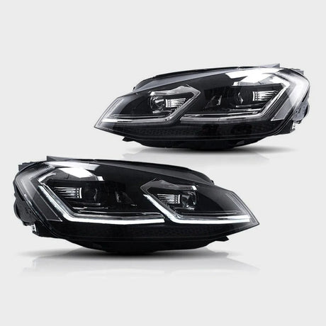 VW Golf 7 2012-2017 Fari Anteriori LED Look R-Line Freccia SEQ - autorivallo