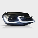 VW Golf 7 2012-2017 Fari Anteriori LED Look R-Line Freccia SEQ - autorivallo