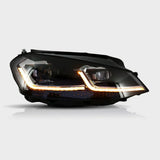 VW Golf 7 2012-2017 Fari Anteriori LED Look R-Line Freccia SEQ - autorivallo