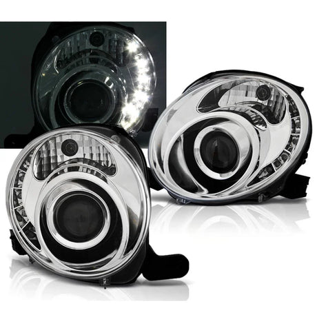 Fiat 500 2007-2016 Fari Anteriori Luci Diurne a LED Cromati - autorivallo