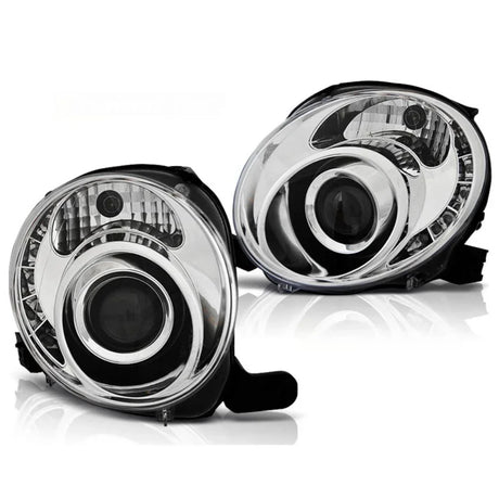 Fiat 500 2007-2016 Fari Anteriori Luci Diurne a LED Cromati - autorivallo