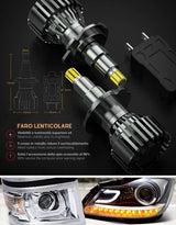 Kit Lampade H7 LED Fari Lenticolari Bianco Ghiaccio 6000K 4500lm - autorivallo