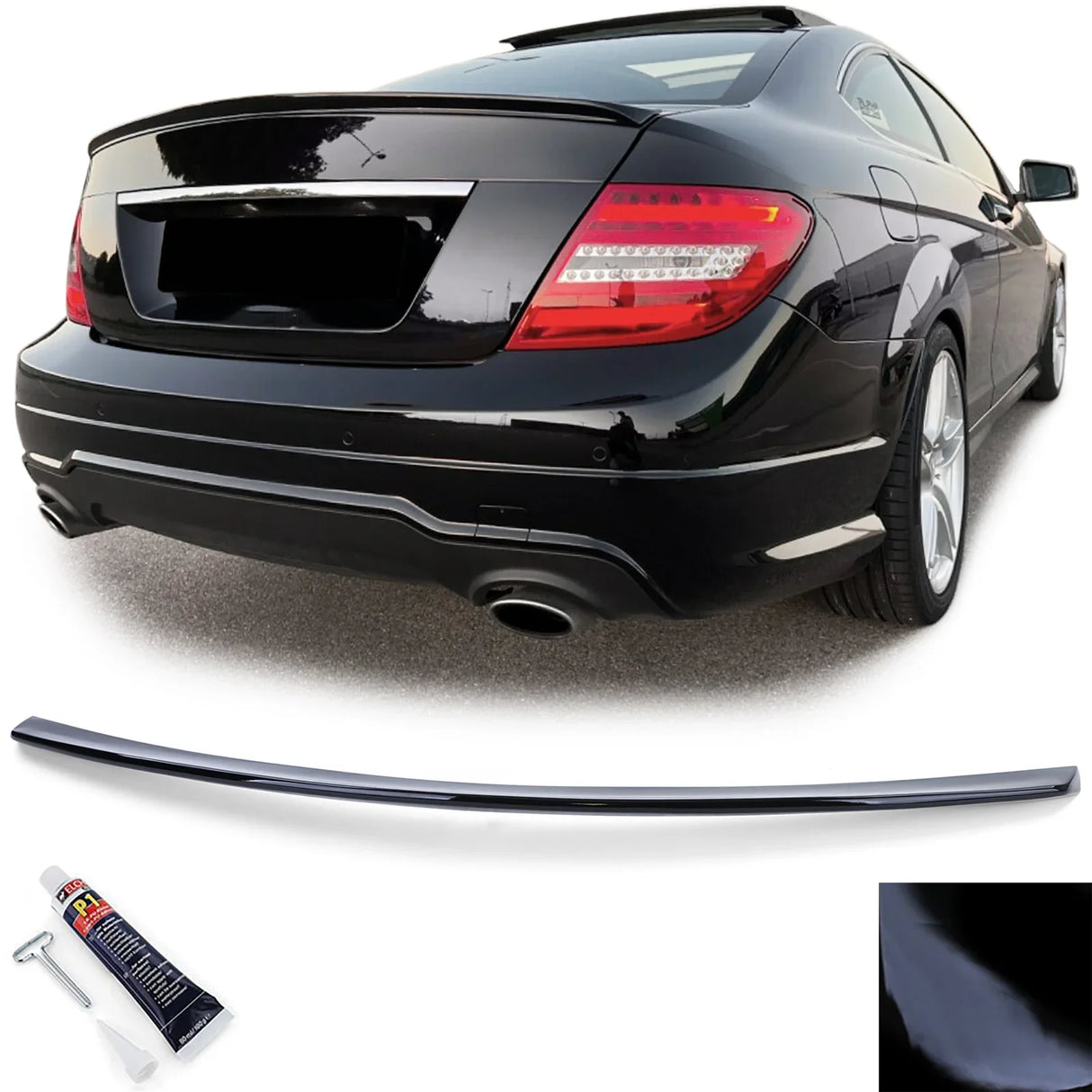 Mercedes C C204 Coupé 11-14 Spoiler Cofano Nero Lucido - autorivallo