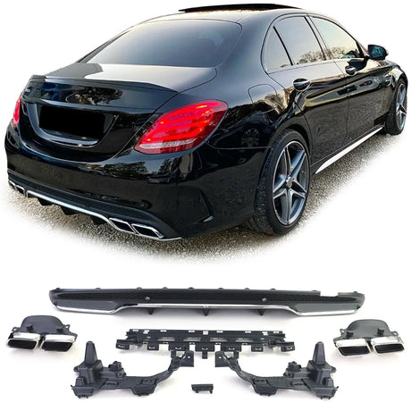 Mercedes C W205 2014-2018 Diffusore Posteriore AMG C63 Look - autorivallo