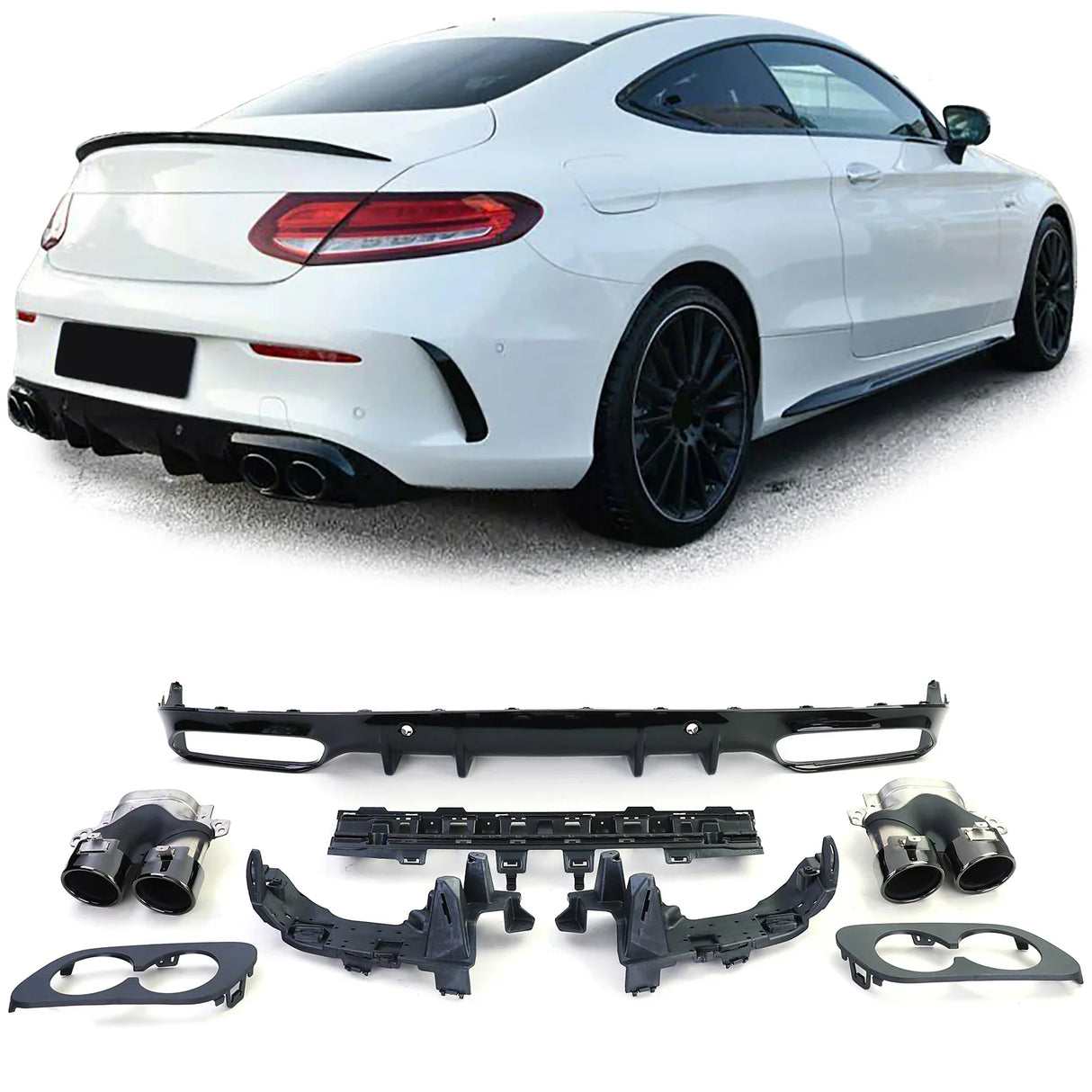 Mercedes C W205 2018-2021 Diffusore Posteriore AMG C43 Look - autorivallo