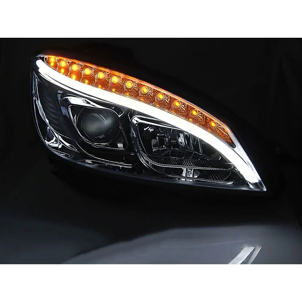Mercedes C W204 07-10 Fari Anteriori DRL LED Cromati SEQ - autorivallo