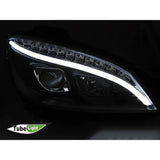 Mercedes Classe C W204 07-10 Fari Anteriori DRL LED Neri SEQ - autorivallo