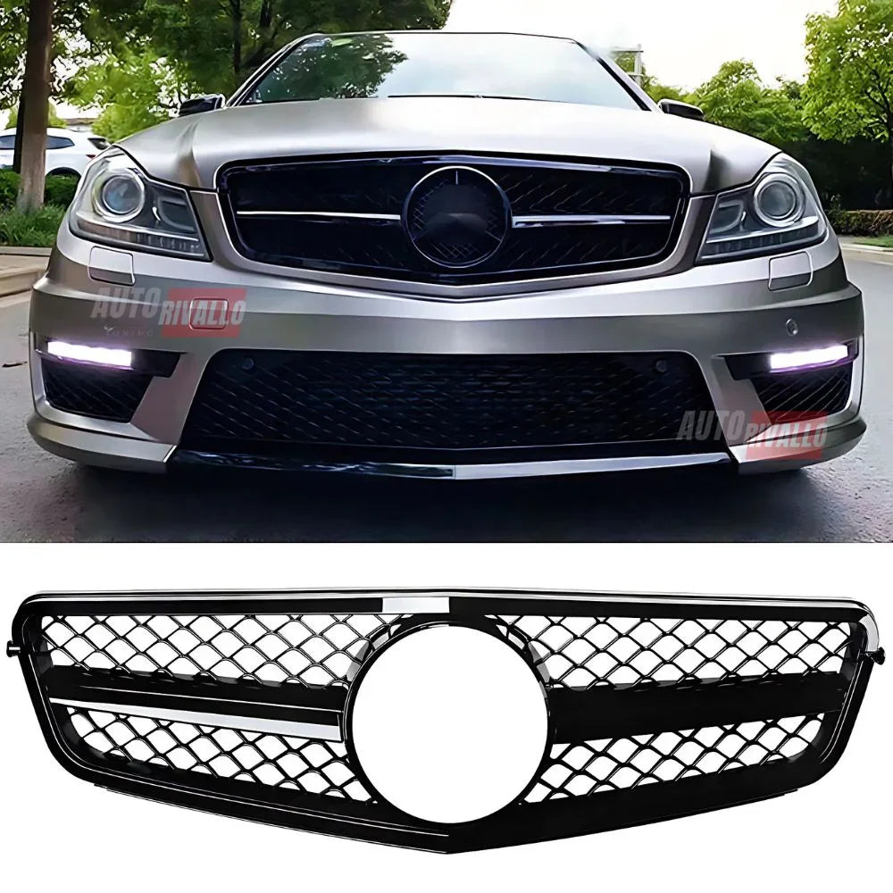 Mercedes C W204 07-14 Griglia Anteriore Nero Lucido Look AMG - autorivallo